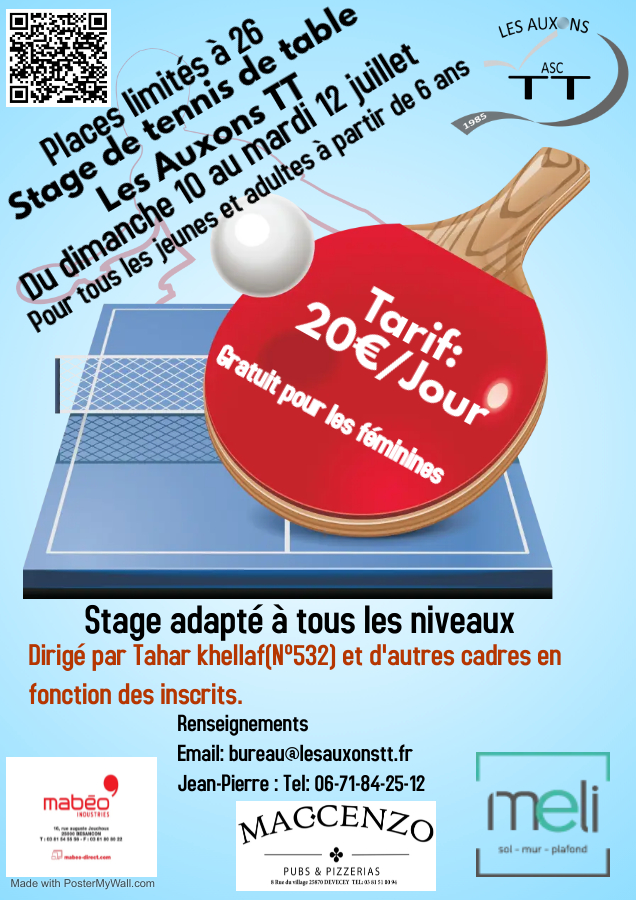 You are currently viewing Stage Les Auxons TT du dimanche 10 au mardi 12 juillet 2022